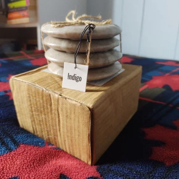 Indigo Marble Coasters Set of 4 - Picture 2 of 4